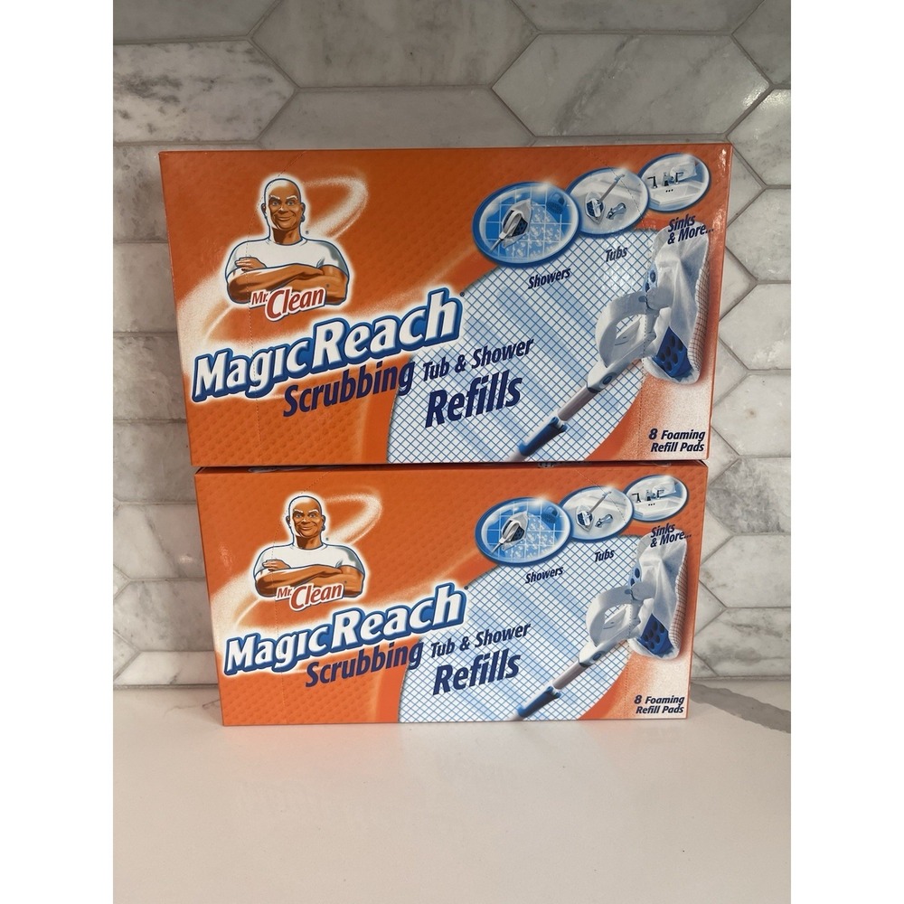 Mr. Clean Magic Reach Scrubbing Tub & Shower Pads 8 Refill Pads NIB (2) Availabl